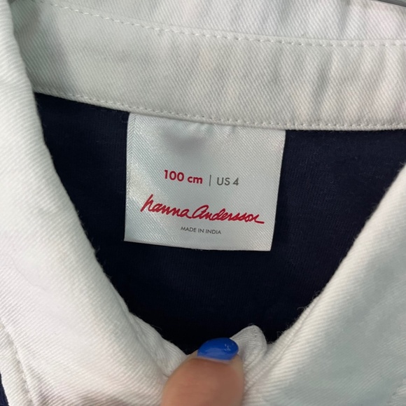 Hanna Andersson striped quarter button collared polo with elbow padding - Picture 3 of 3